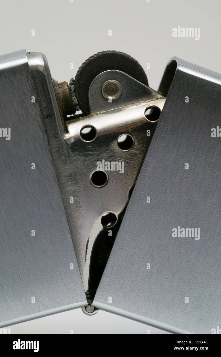 Silver metal zippo lighter Stock Photo