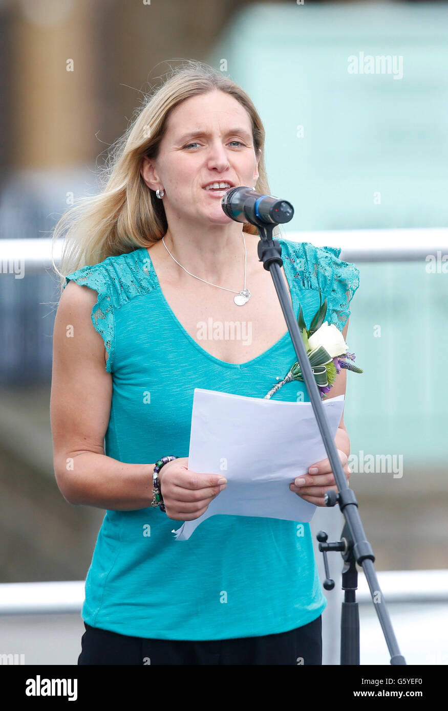 Kim Leadbeater, the sister of Jo Cox, attends a gathering in Batley
