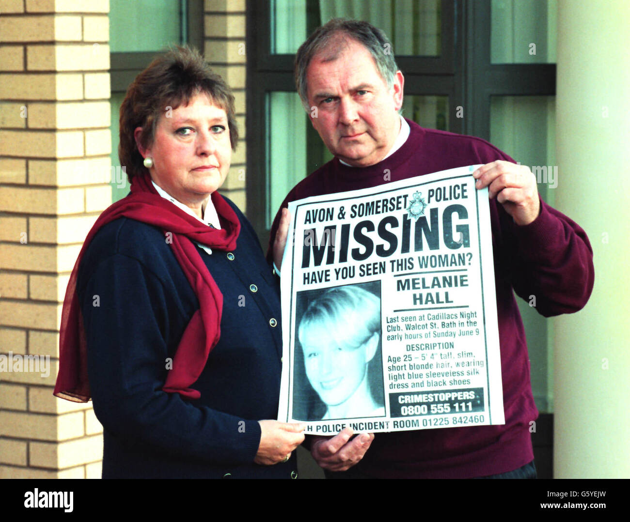 Parent pat steve hall hold poster showing their daughter hi-res stock ...