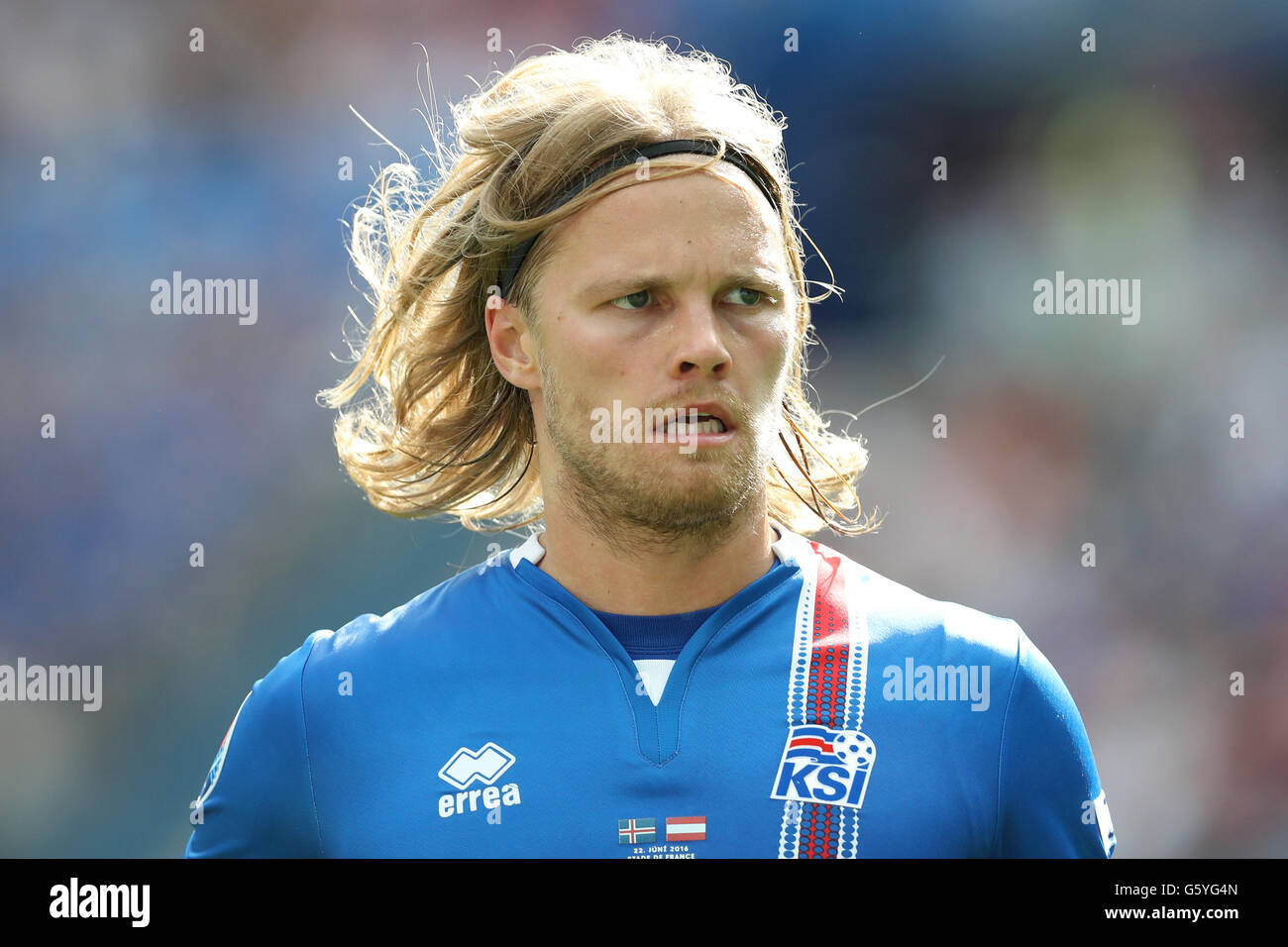Iceland's Birkir Bjarnason during the Euro 2016, Group F match at the Stade de France, Paris. PRESS ASSOCIATION Photo. Picture date: Wednesday June 22, 2016. See PA story SOCCER Iceland. Photo credit should read: Owen Humphreys/PA Wire. Stock Photo