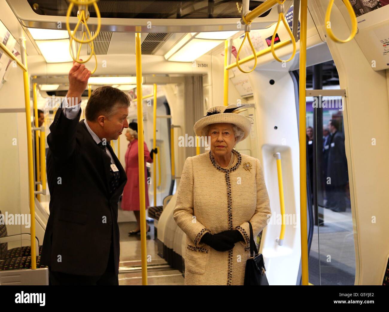 Queen Elizabeth II during a visit to Baker Street Tube Station in
