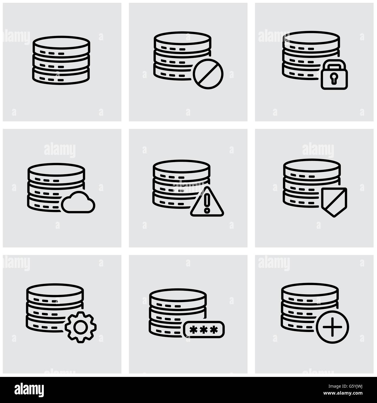 Vector line database icon set Stock Vector Image & Art - Alamy
