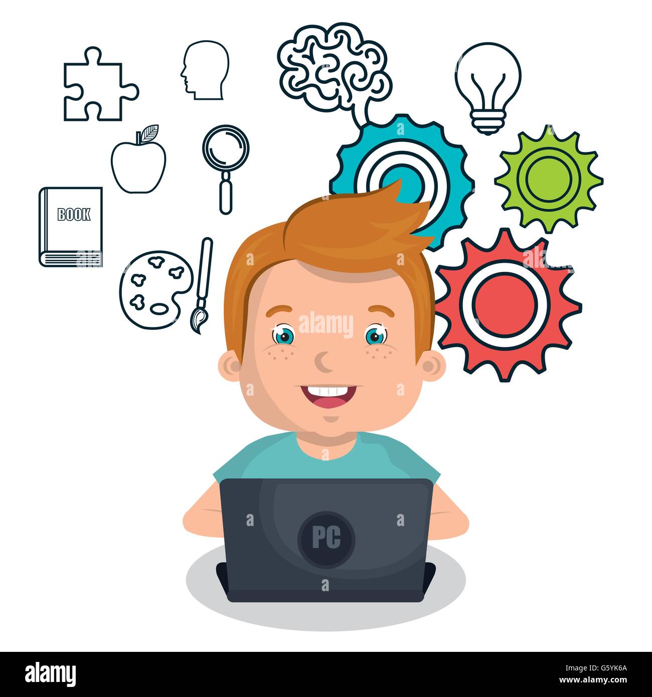 boy studying online isolated icon design Stock Vector Image & Art - Alamy