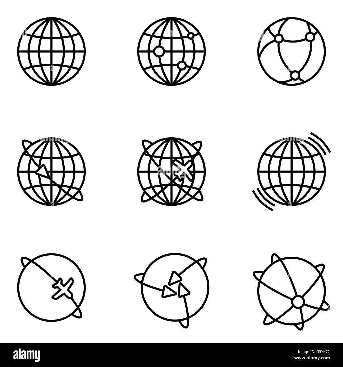 Vector Earth Global Communication icons set. Stock Vector