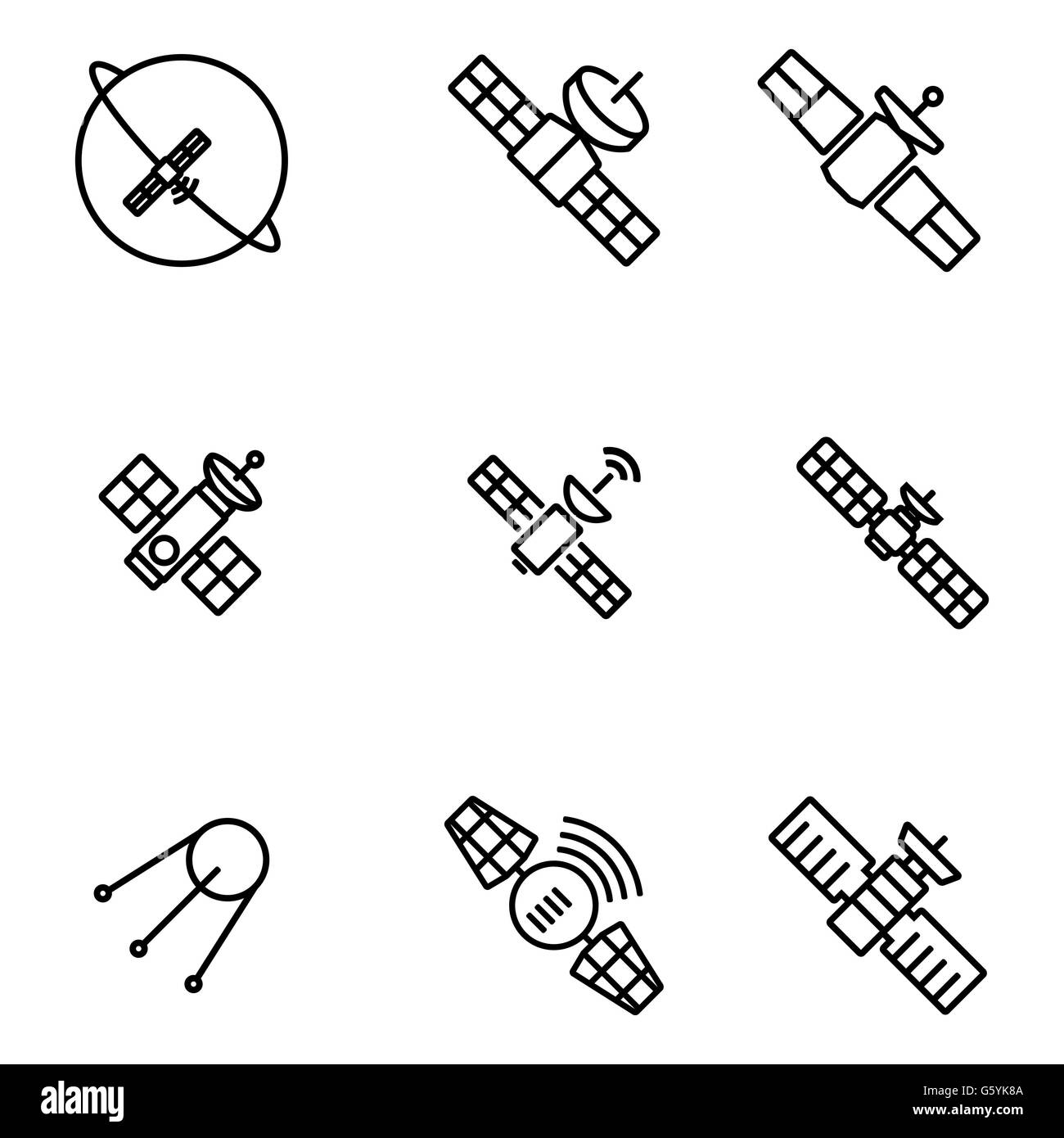 Vector orbit satellite icons set Stock Vector