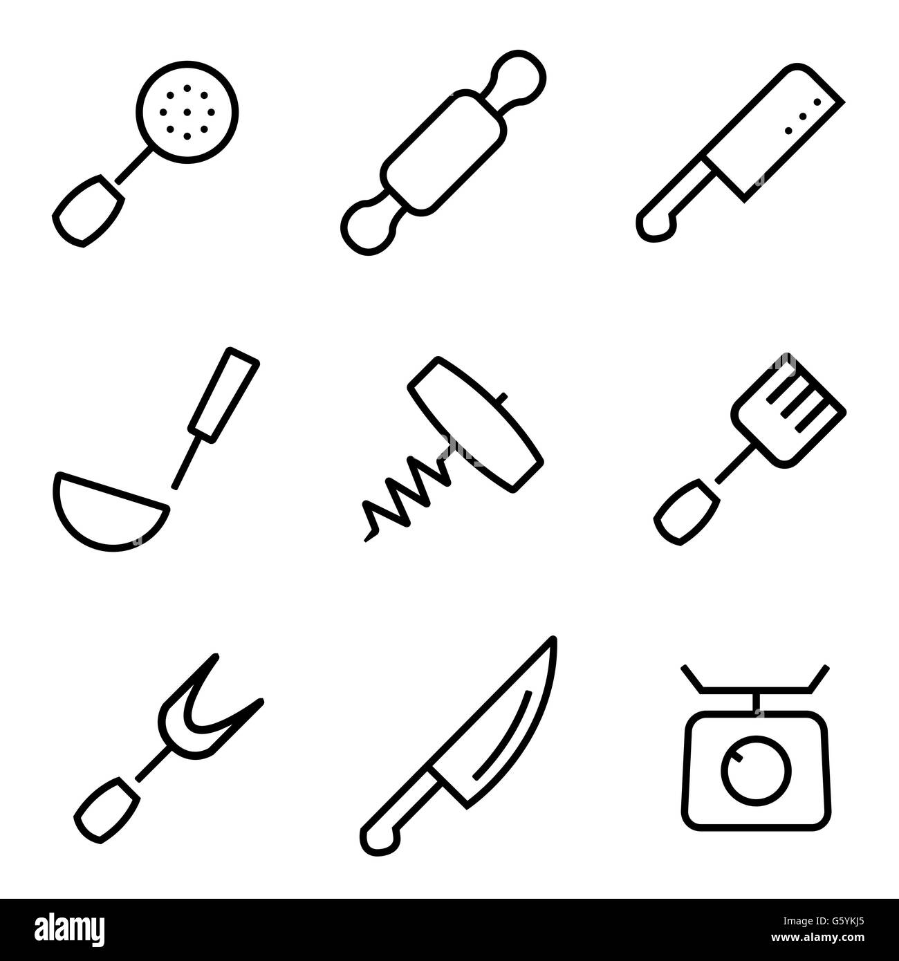 Vector line kitchen and cooking icons set Stock Vector Image & Art - Alamy