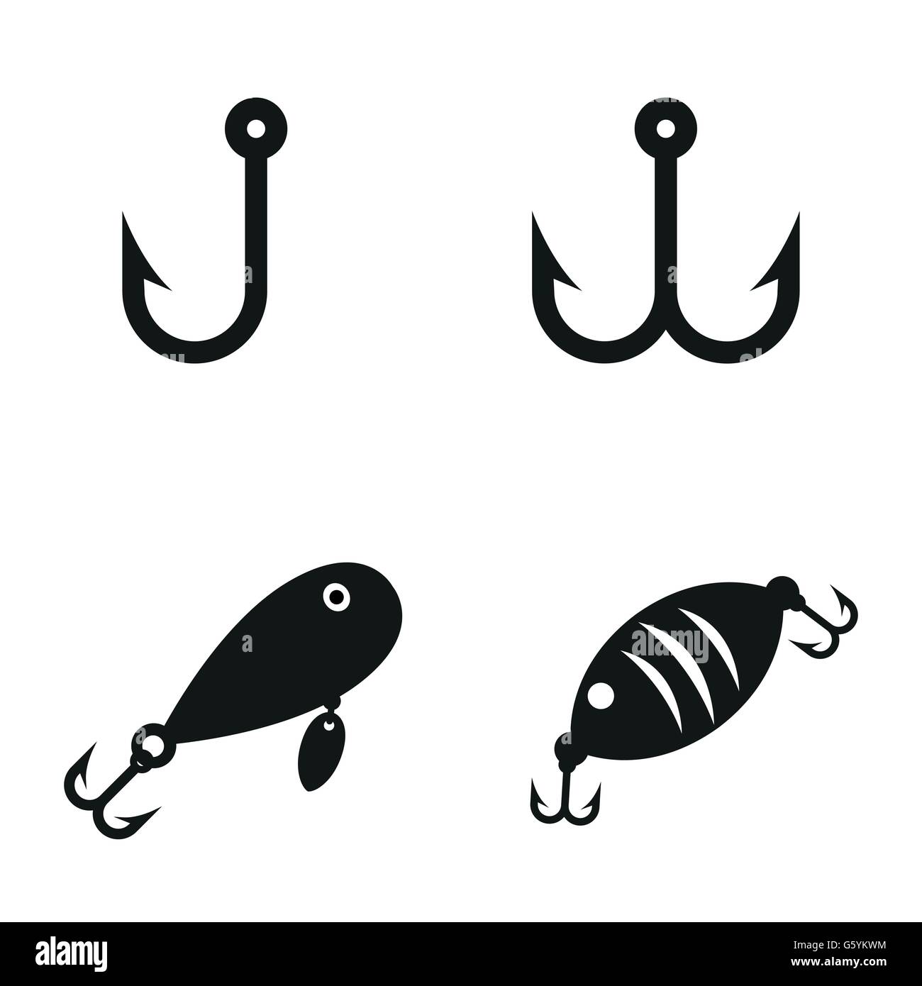 Vector black Fishing hooks icons set Stock Vector Image & Art - Alamy