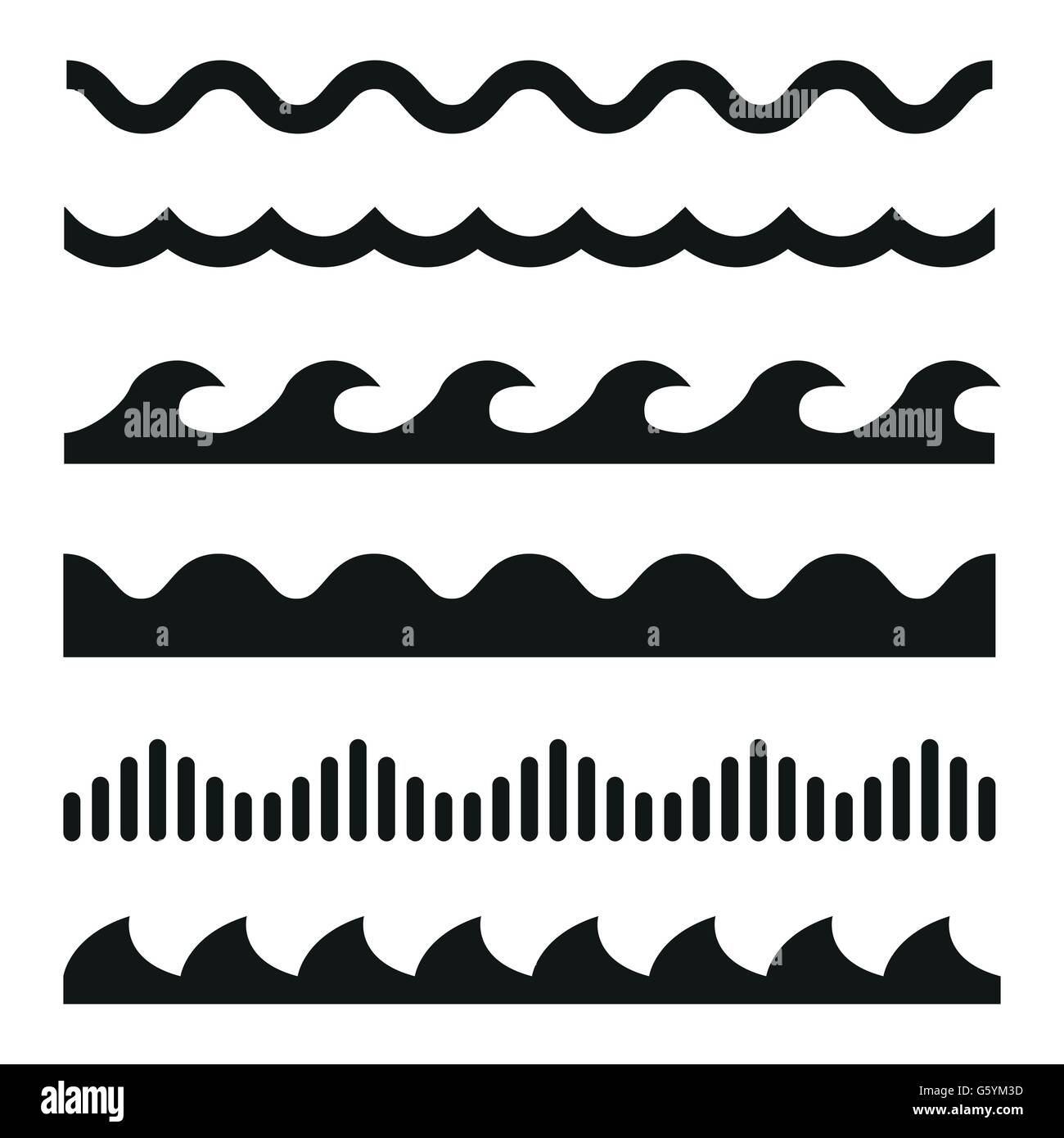 Vector black wave icons set Stock Vector Image & Art - Alamy