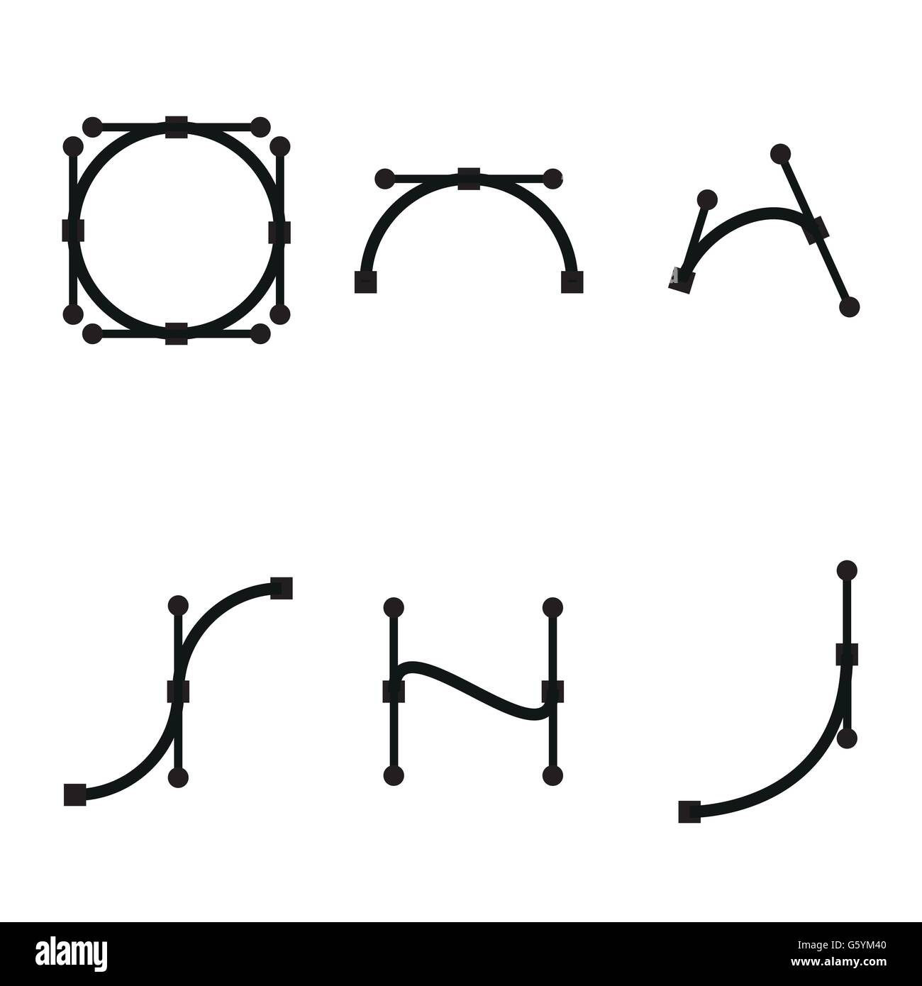 Vector black bezier curve icons set Stock Vector Image & Art - Alamy
