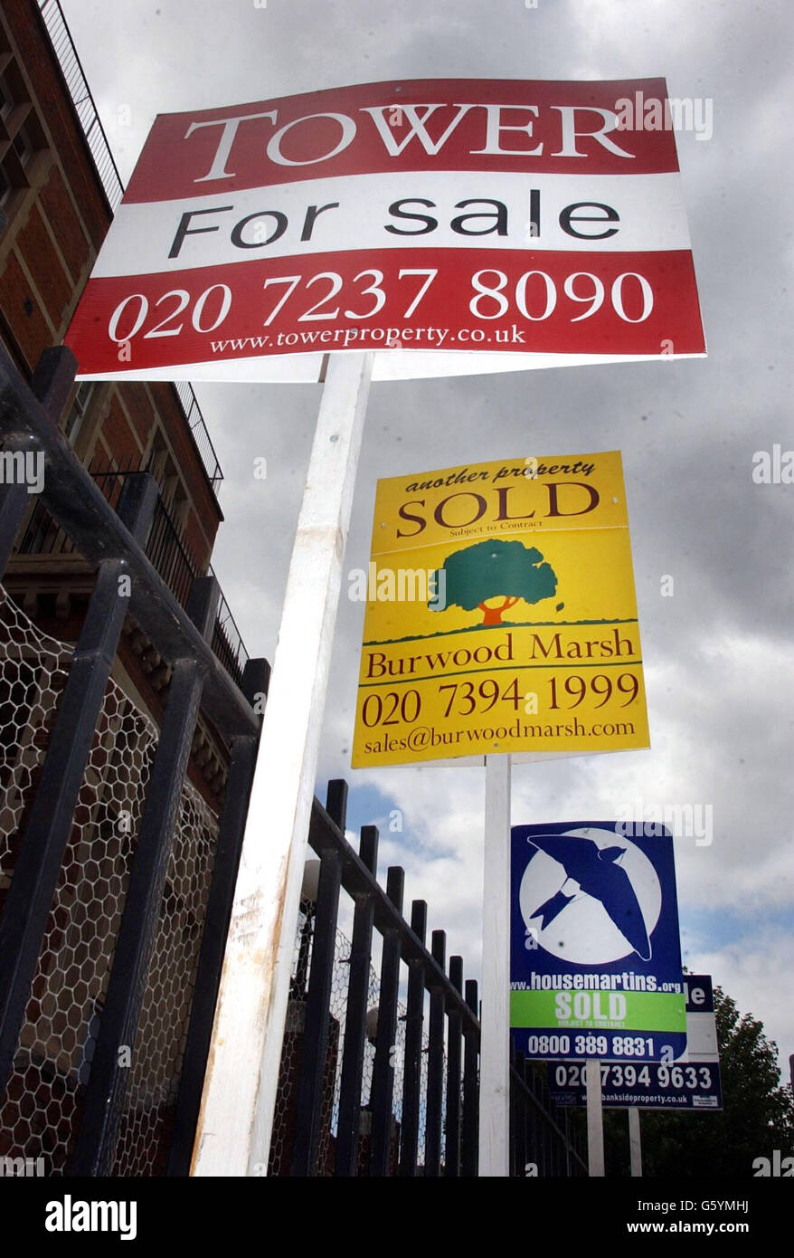 Various Sales and Lettings signs outside property on the Old Kent Road, London. Stock Photo