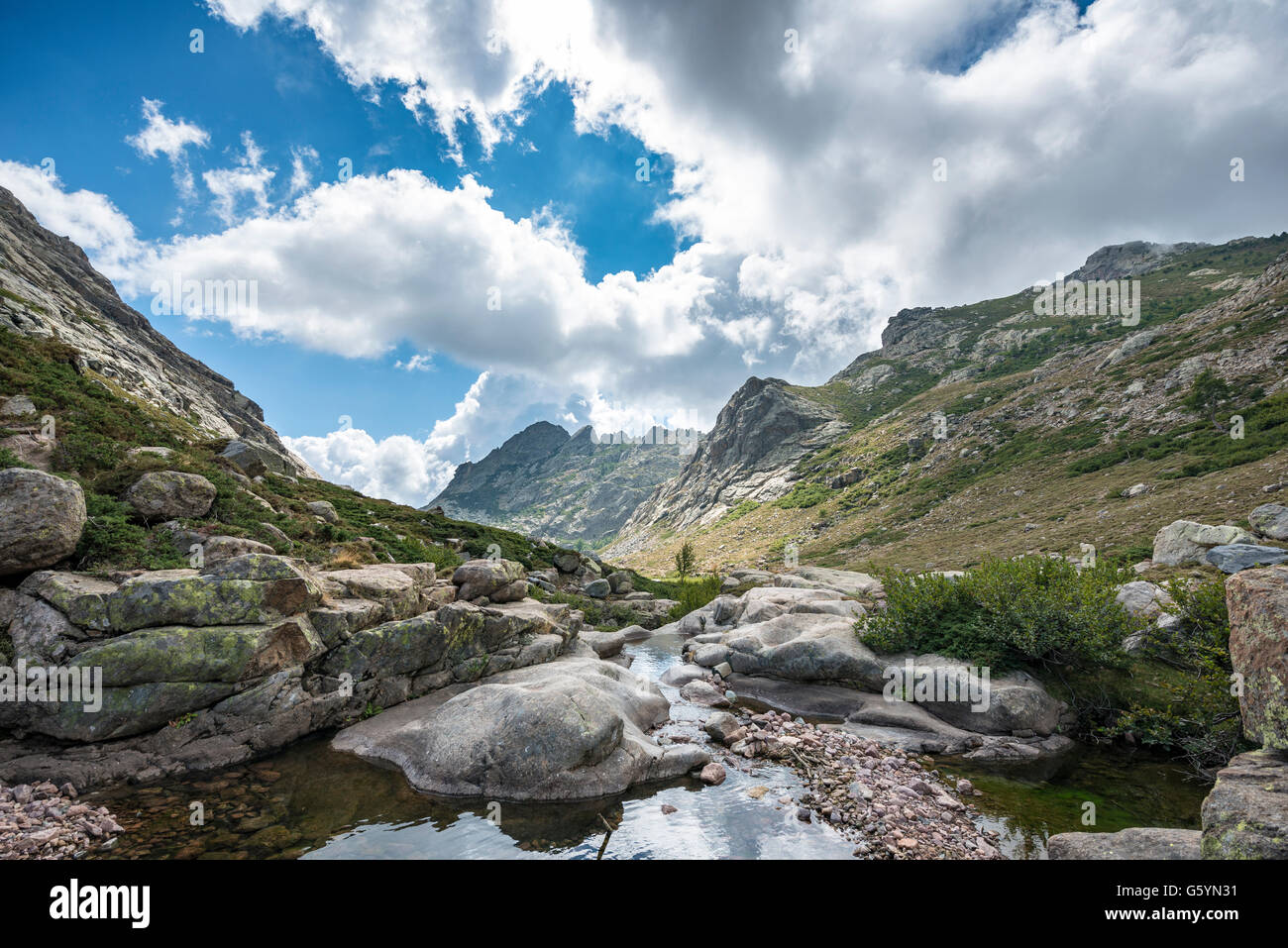 River Golo, mountainous landscape, Nature Park of Corsica, Parc naturel régional de Corse, Corsica, France Stock Photo