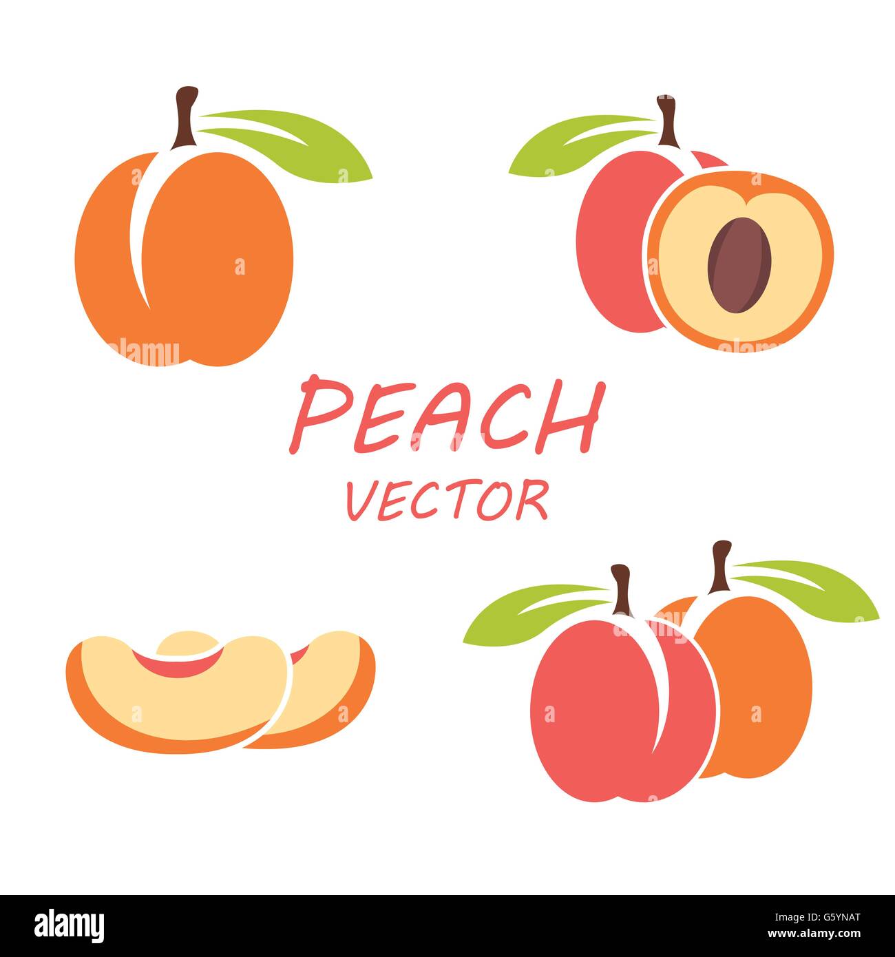 Flat peach peaches Stock Vector Images - Alamy
