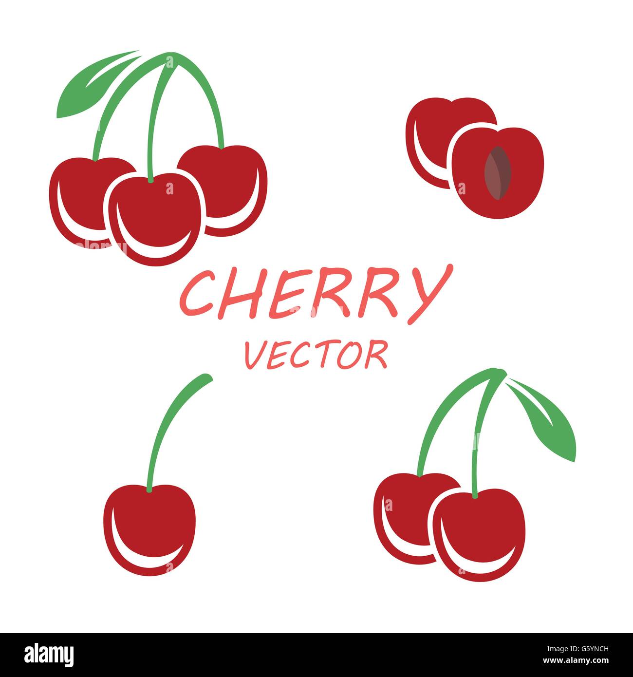 Vector flat cherry icons set Stock Vector Image & Art - Alamy