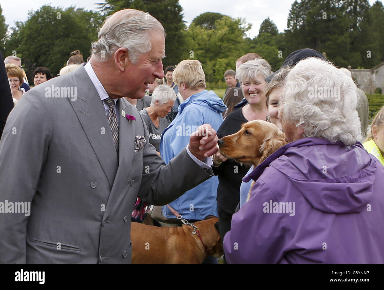 The Prince of Wales, known as the Duke of Rothesay while in Scotland, at the Dumfries House Dog Show in the grounds of Dumfries House, Cumnock, Ayrshire. Stock Photo
