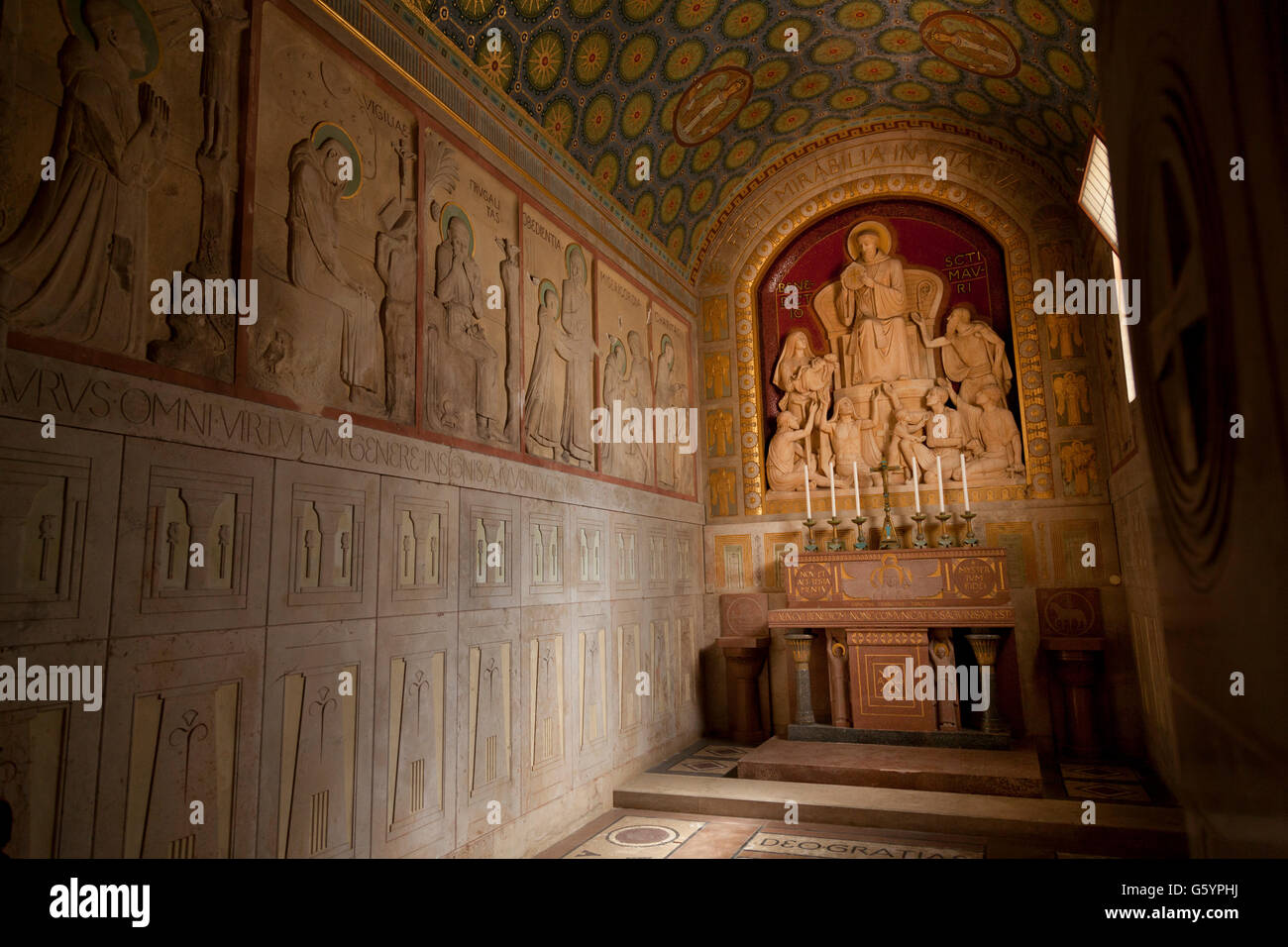 Chapel of St. Maurus in the crypt of Monte Cassino Abbey, Cassino, Lazio, Italy, Europe Stock Photo