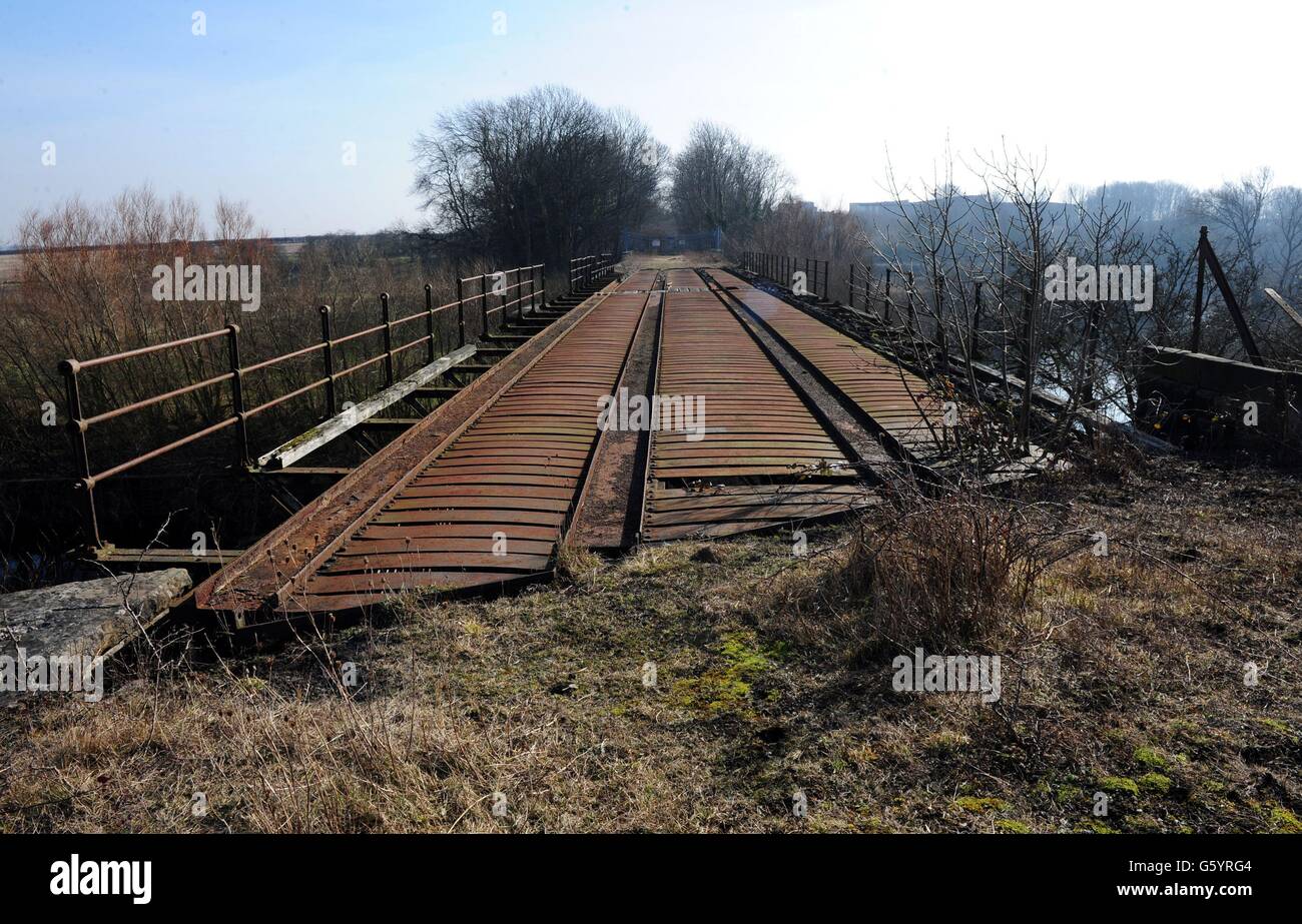 A general view showing the disused railway bridge over the River Wharfe