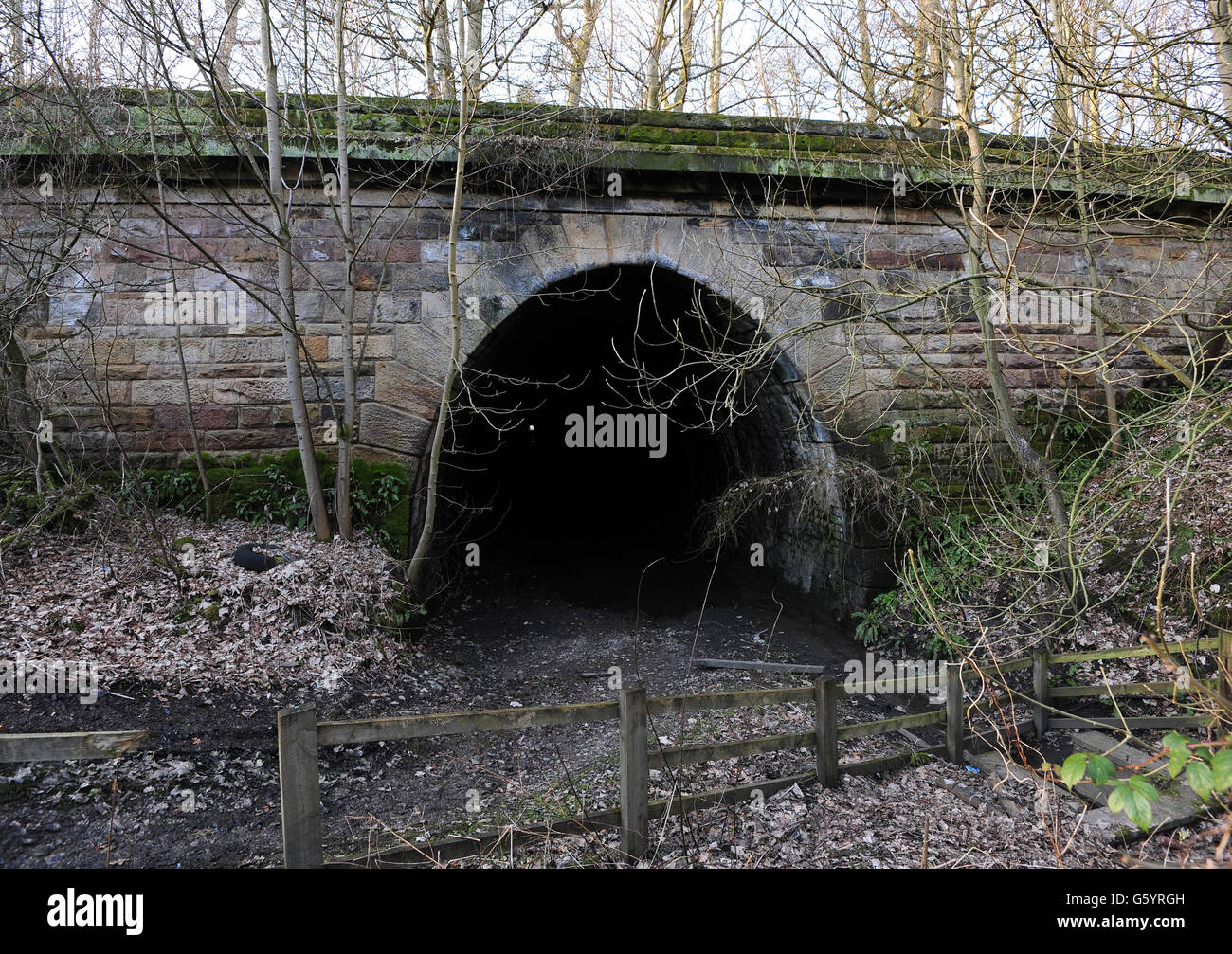 A general view showing the disused Prospect Tunnel near Harrogate which was formerly part of the Church Fenton to Harrogate line, one of the first to close under the Beeching axe. Stock Photo