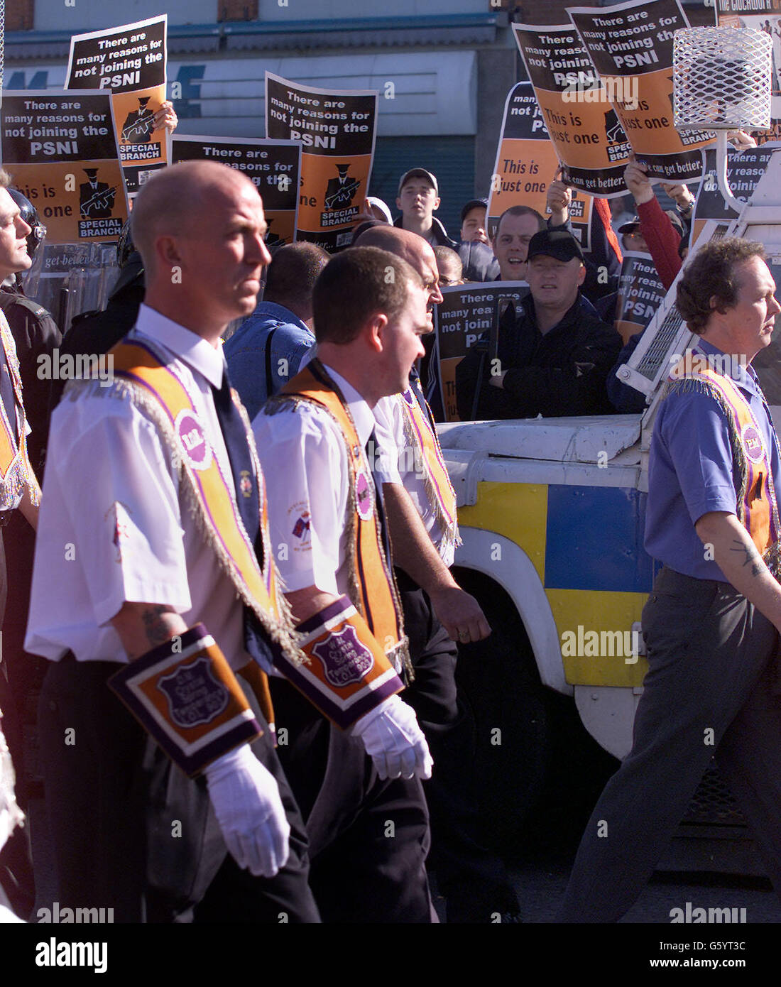 Orangemen Riots Orangemen and bandsmen pass through the Ardoyne district in North ...