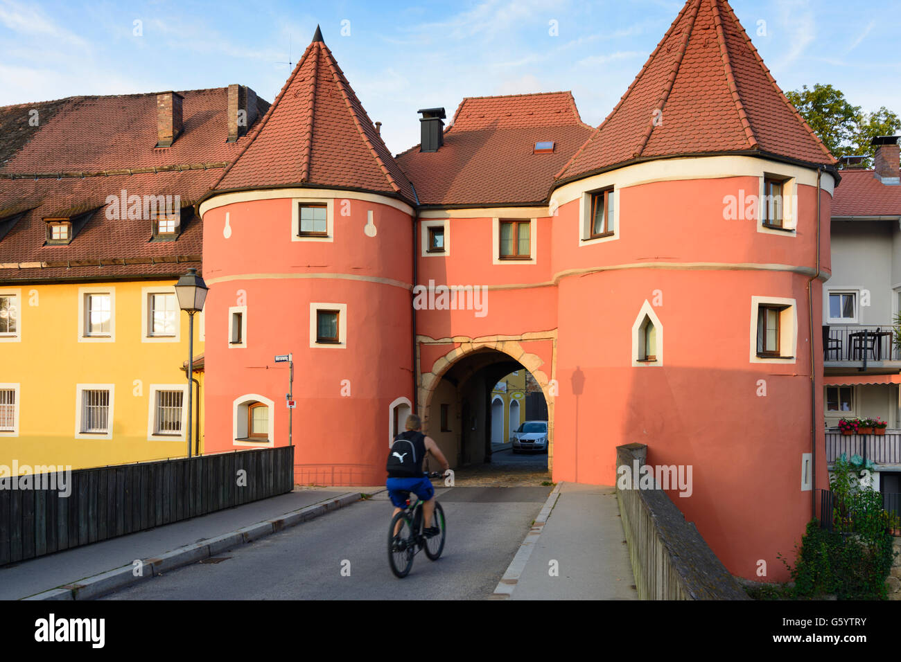 gate Biertor of the ramparts, Cham, Germany, Bayern, Bavaria, Oberpfalz, Upper Palatinate Stock Photo