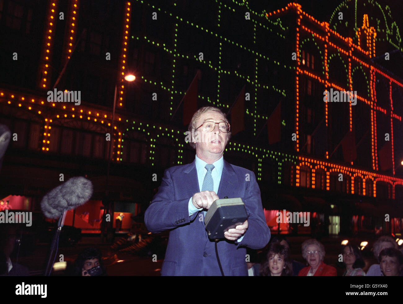 Entertainment - Harrods Christmas Lights - Michael Caine - London Stock Photo