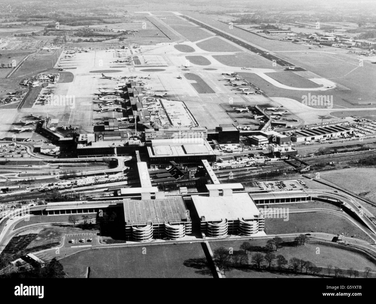An aerial shot of Gatwick airport. An aerial shot of Gatwick airport at