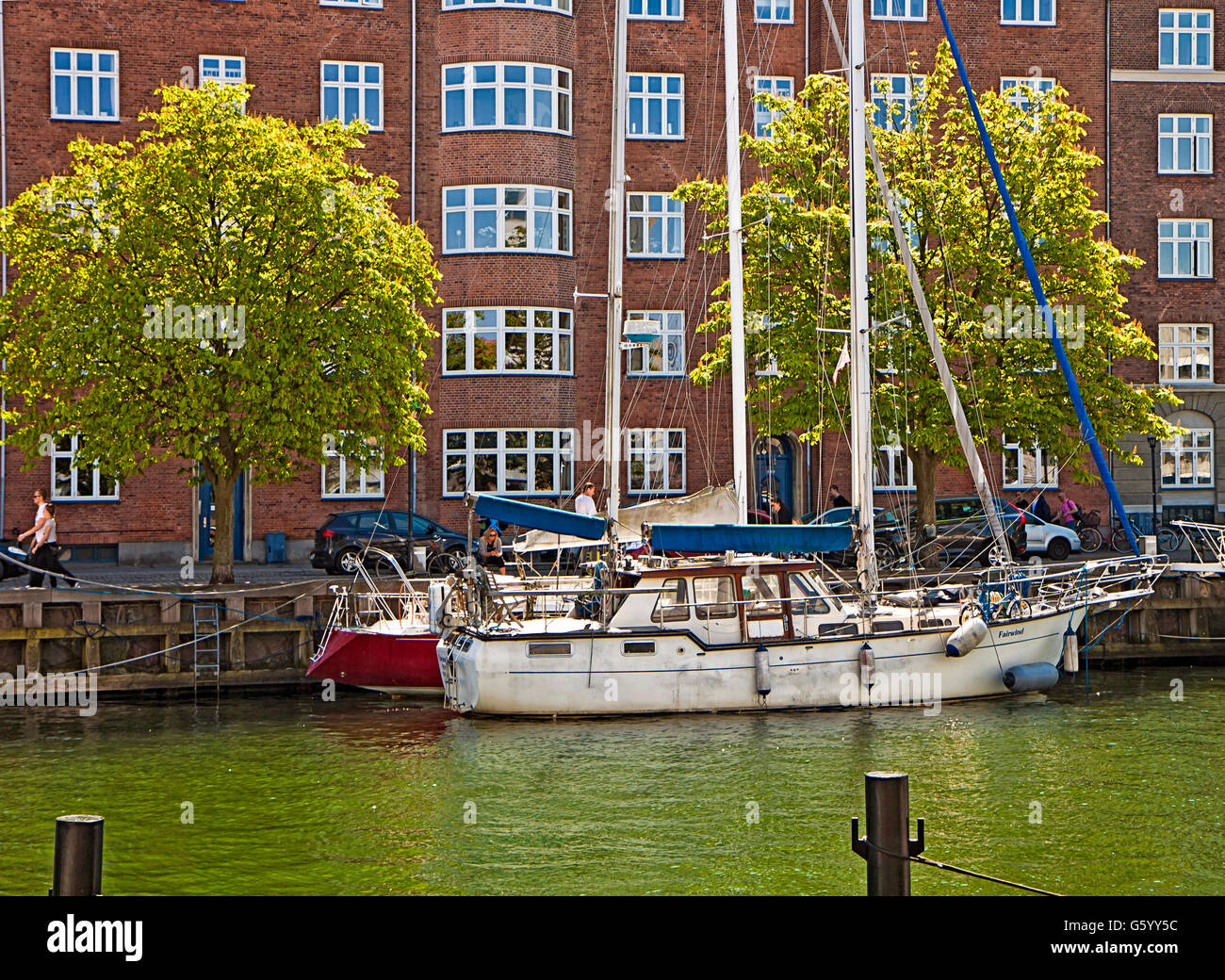 Copenhagen, Denmark: view of Christianshavn harbor from one of the sea channels crossing the quarter Stock Photo