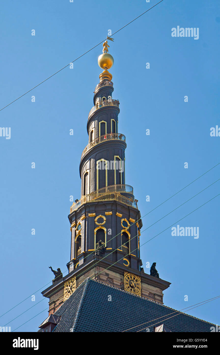 Copenhagen, Denmark - Church of Our Savior, the  baroque Spire Stock Photo