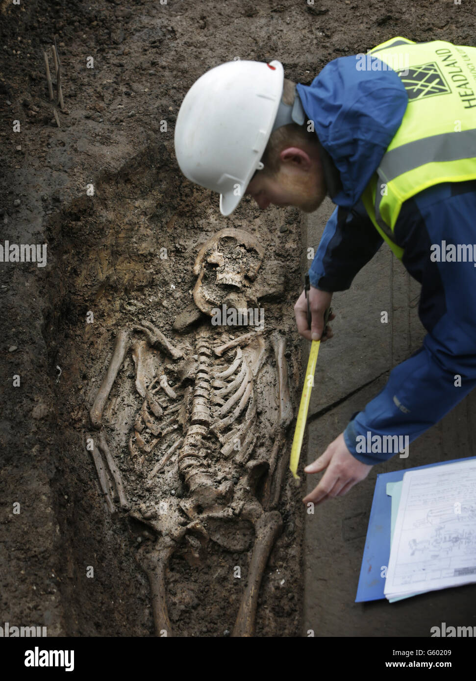 Knight's grave found under car park Stock Photo