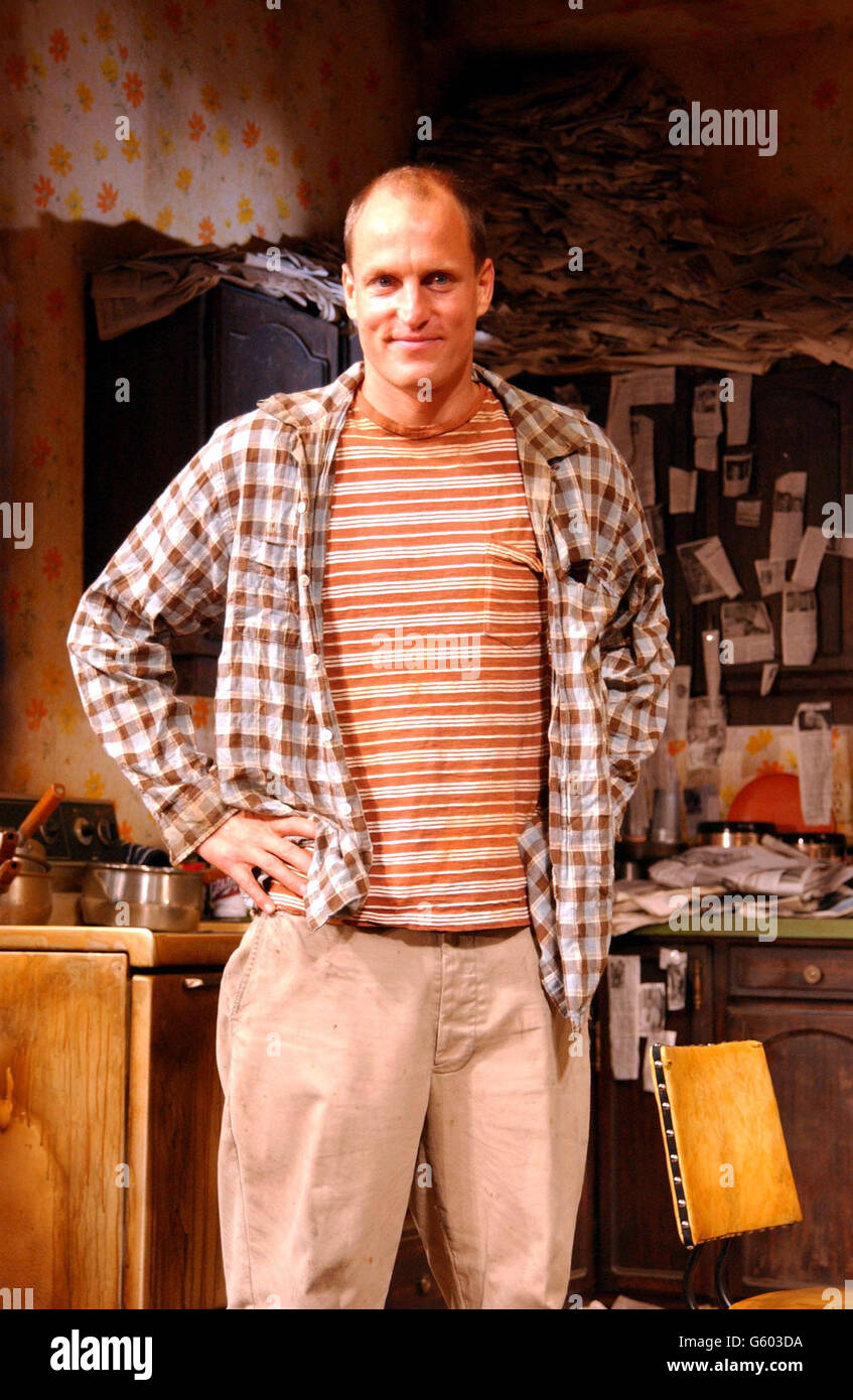 American actor Woody Harrelson during rehearsals for the play 'On An Average Day' by John Kolvenbach at the Comedy Theatre in central London. Stock Photo