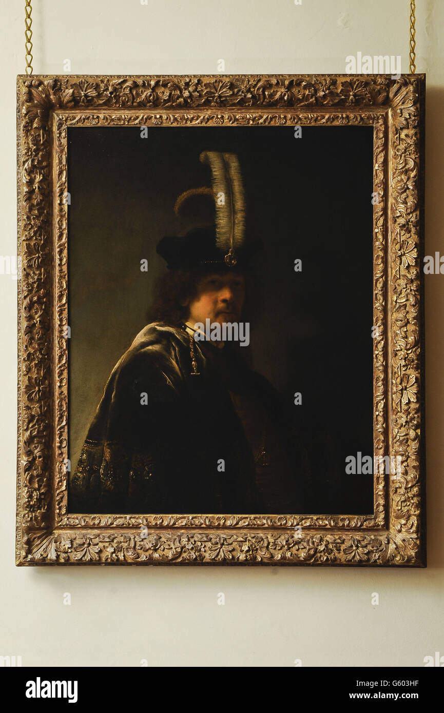 A recently confirmed self-portrait of Rembrandt discovered at Buckland Abbey, Devon.. Stock Photo