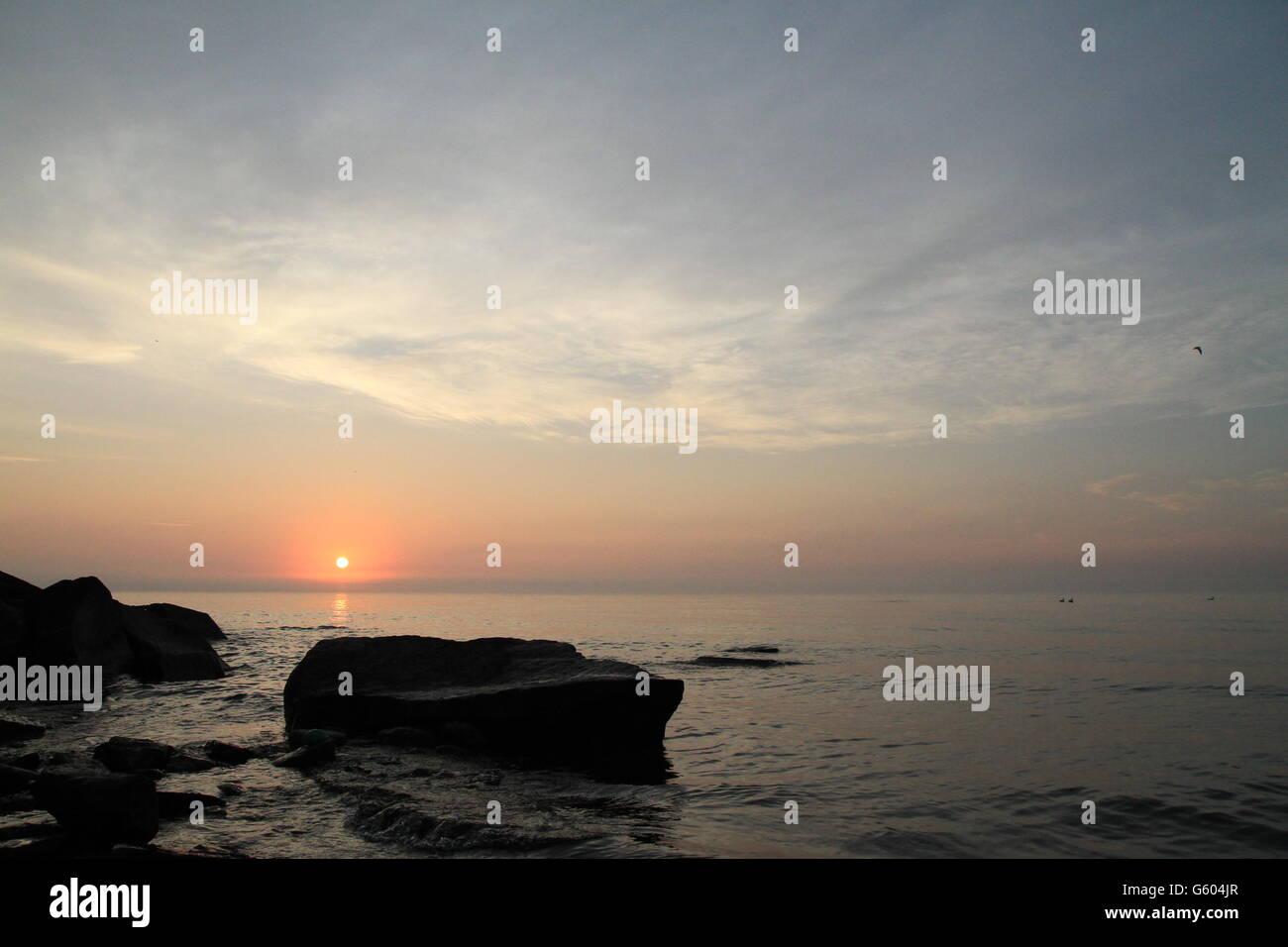 sunrise at the lakefront Stock Photo