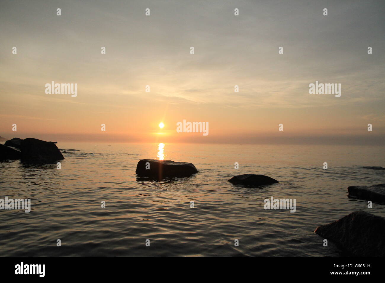 Sunrise at Lake Michigan Stock Photo