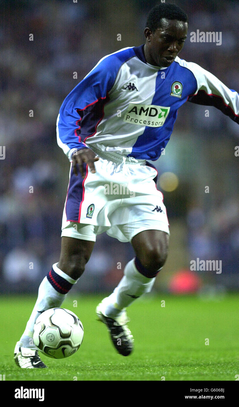 Blackburn Rovers's Dwight Yorke in action against Lazio during a Pre-Season friendly at Ewood Park. Stock Photo