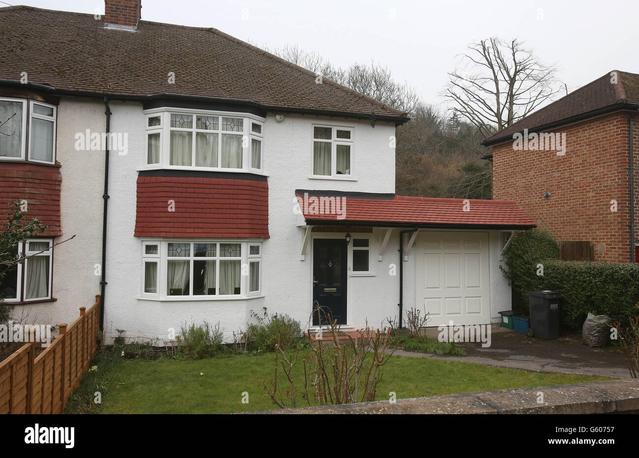 A house in Lower Barn road near Purley, South London that was the home of a woman and a young boy, believed to be three years old, who both died today when they were hit by a main line train in the morning rush hour at Riddlesdown railway station. Stock Photo