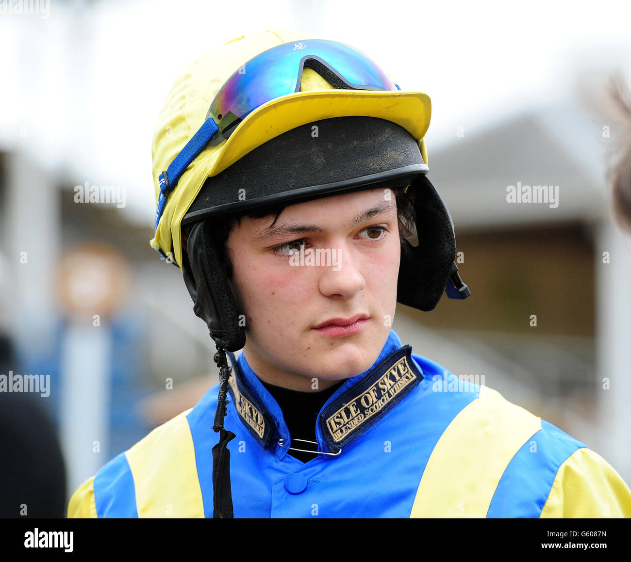 Jockey craig nichol at doncaster racecourse hires stock photography