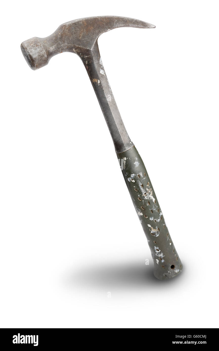 A real working carpenters hammer against a white background Stock Photo