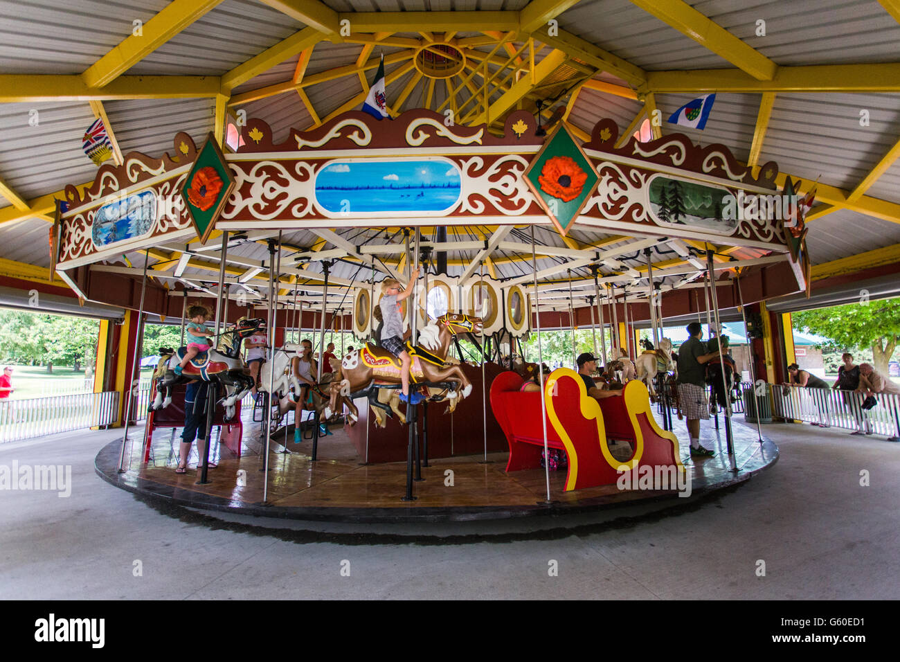vintage carousel roundabout riverside park Guelph Canada Stock Photo