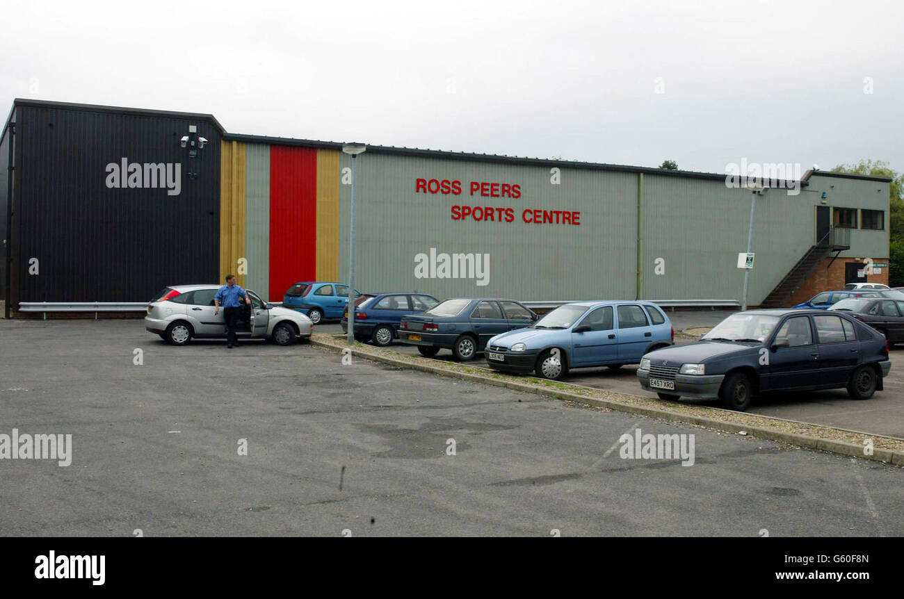 Ross Peers Sports centre in Soham, Cambs, where the CCTV footage of the missing girls was recorded. Police are continuing their search of Soham where 10-year-old girls Holly Wells and Jessica Chapman are still missing. *The pair vanished from their homes in Soham on Sunday 4 August 2002. Two newspapers have put up rewards, one for 150,000 and another for 1 million. Stock Photo