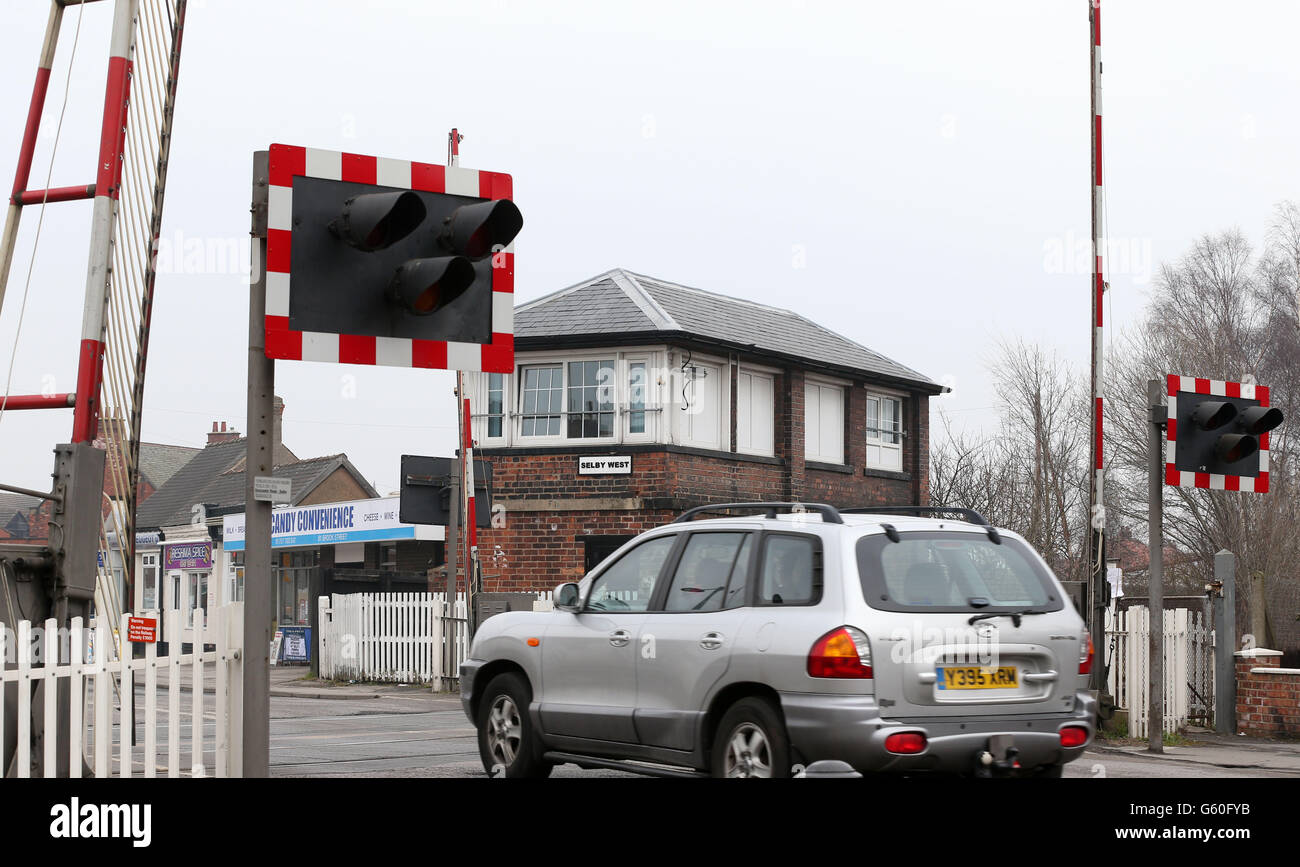 Selby Views. General view of Selby West railway crossing on Doncaster