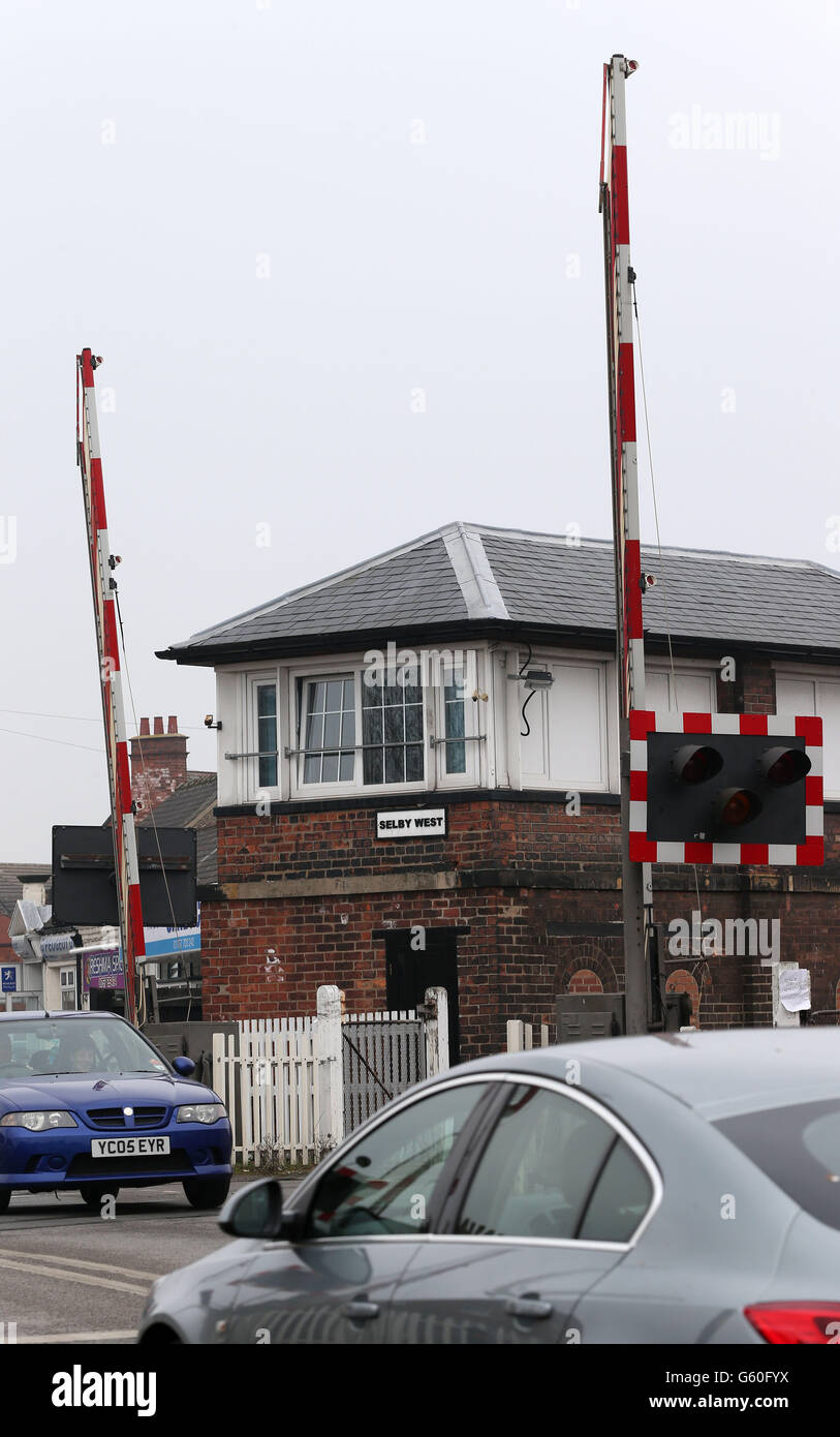 Selby Views. General view of Selby West railway crossing on Doncaster