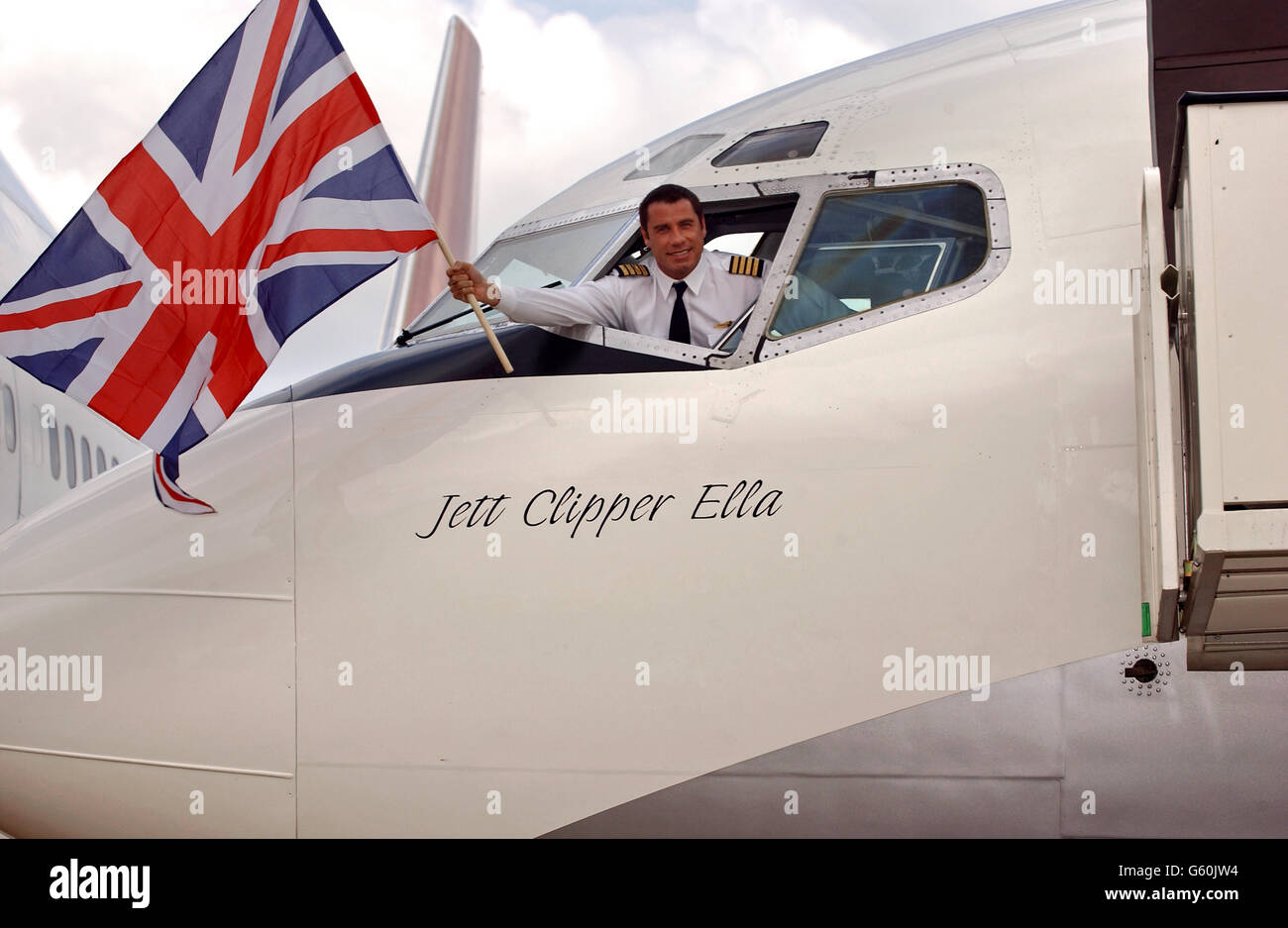 John Travolta at Heathrow Stock Photo