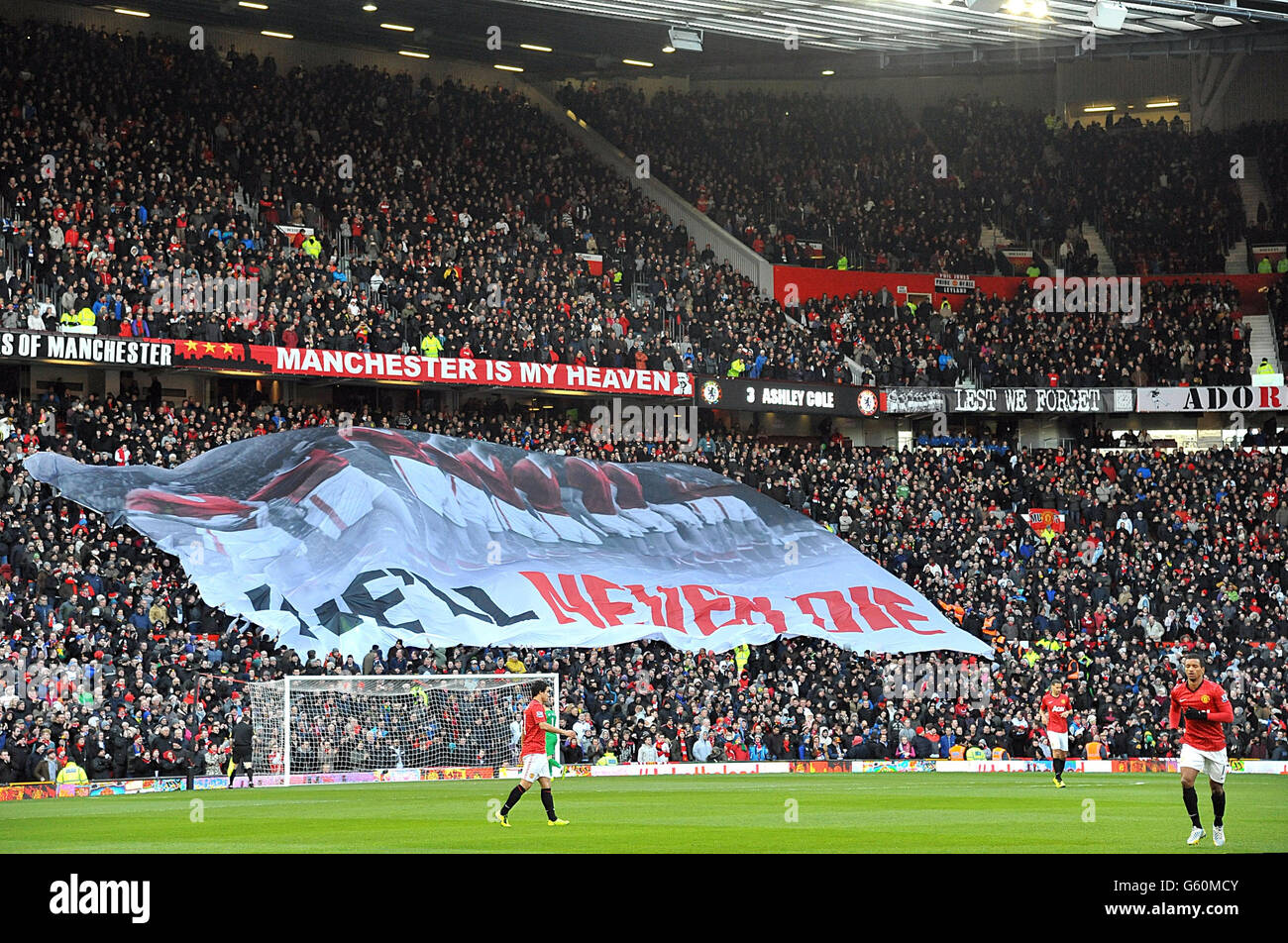 Soccer - FA Cup - Quarter Final - Manchester United v Chelsea - Old Trafford. A general view of the match in play Stock Photo