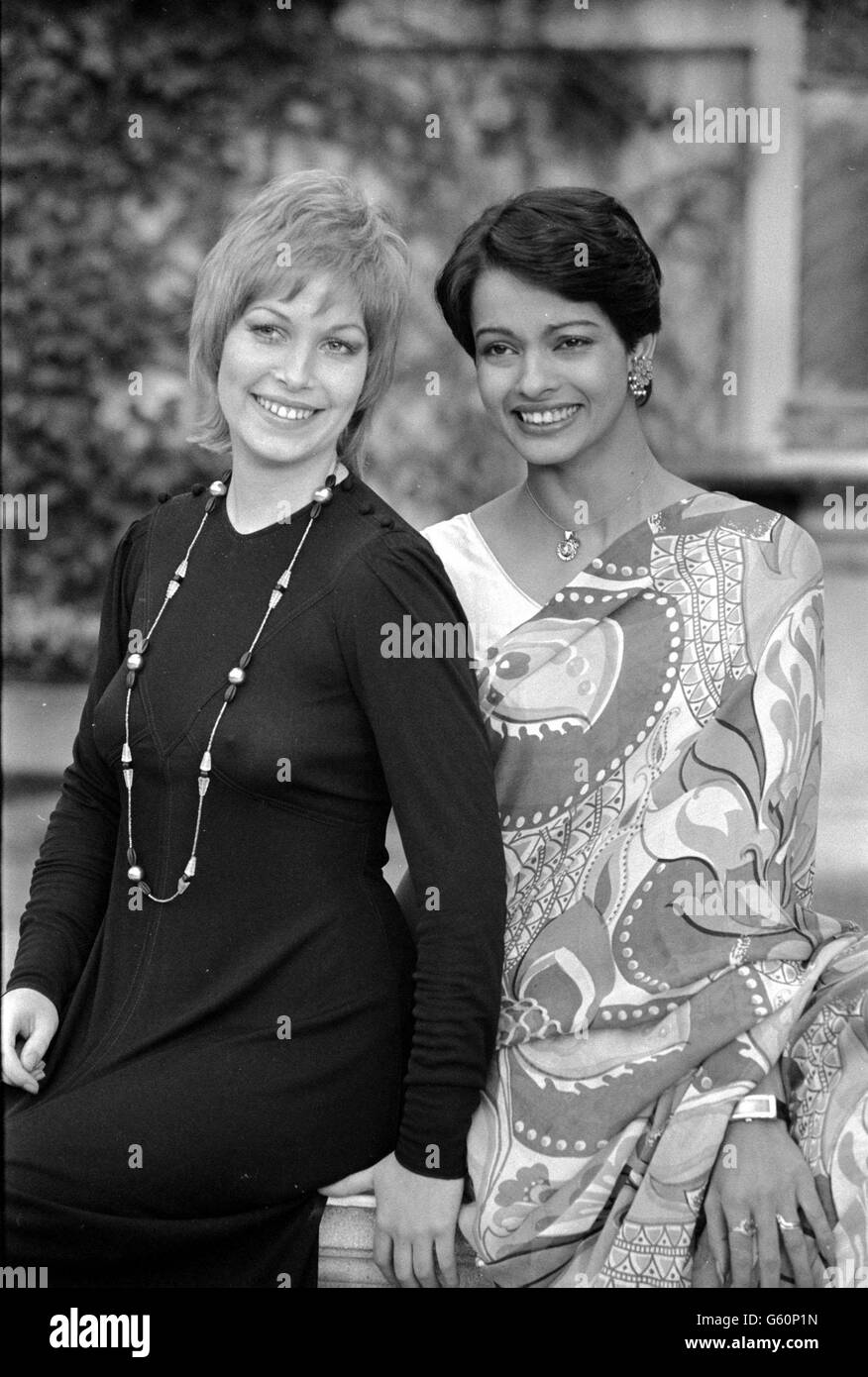 Just chosen for their first film roles are English actress Prunella Gee (left) and Indian model Persis Khambatta. They have been cast in an anti-apartheid film, 'The Wilby Conspiracy' as leading ladies to Sidnet Poitier and Michael Caine. Stock Photo