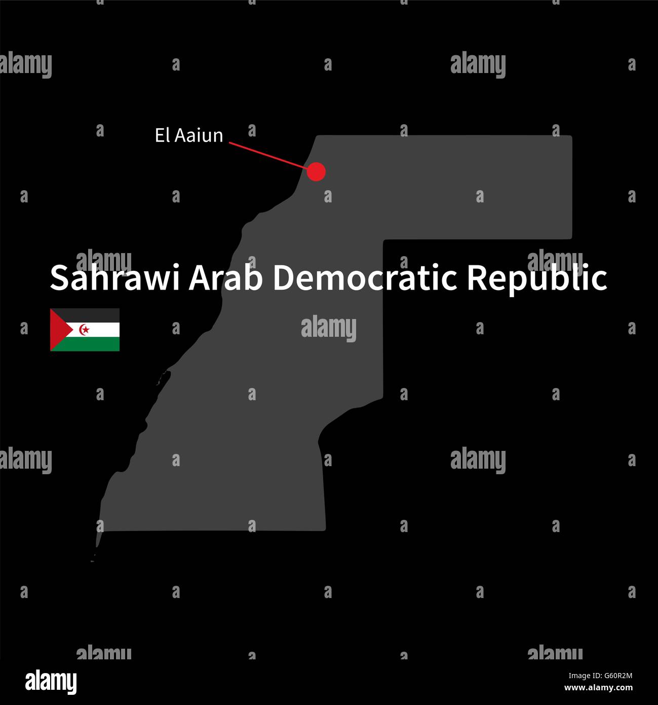 Detailed map of Sahrawi Arab Democratic Republic and capital city El 