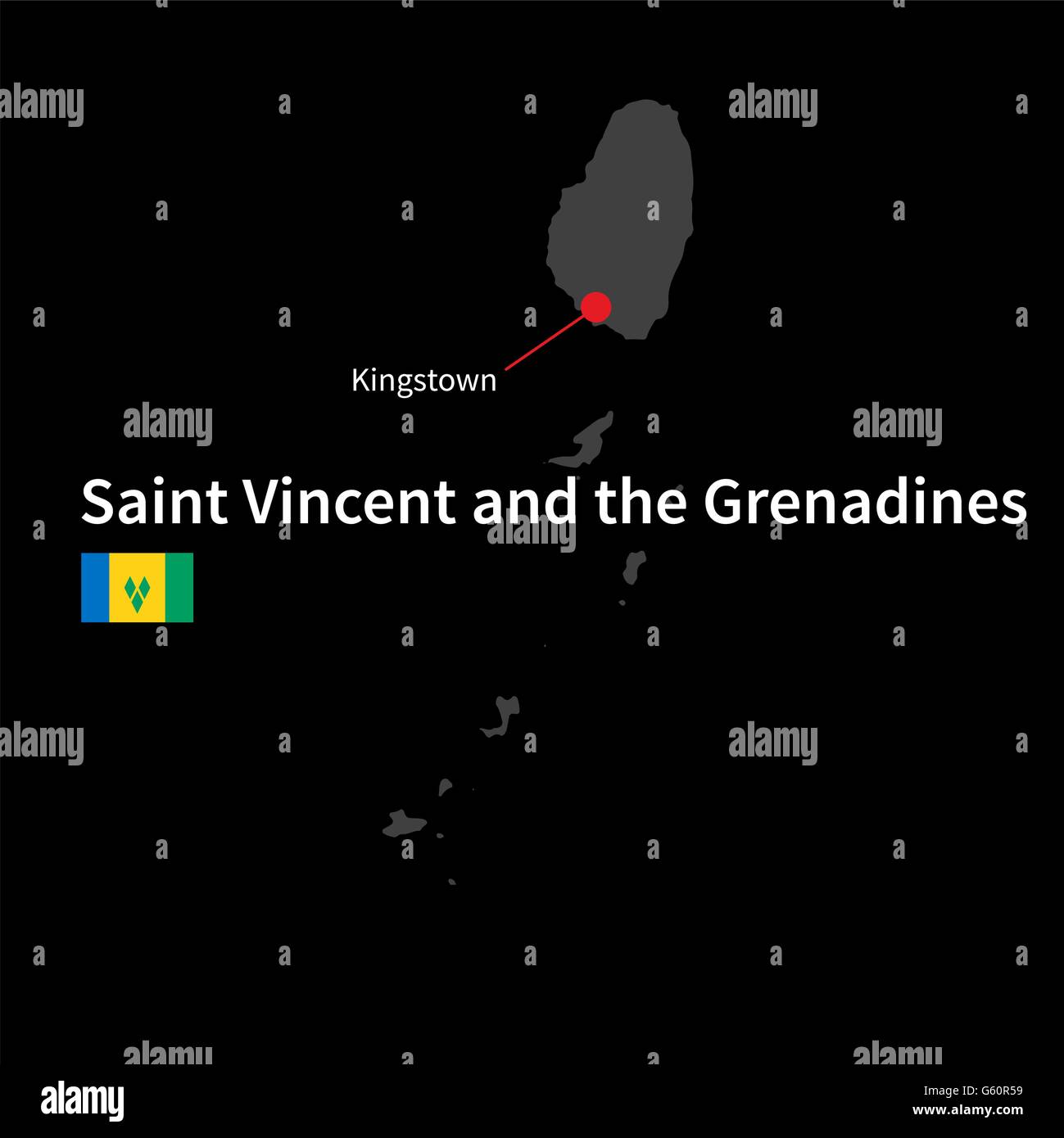 Detailed map of Saint Vincent and the Grenadines and capital city
