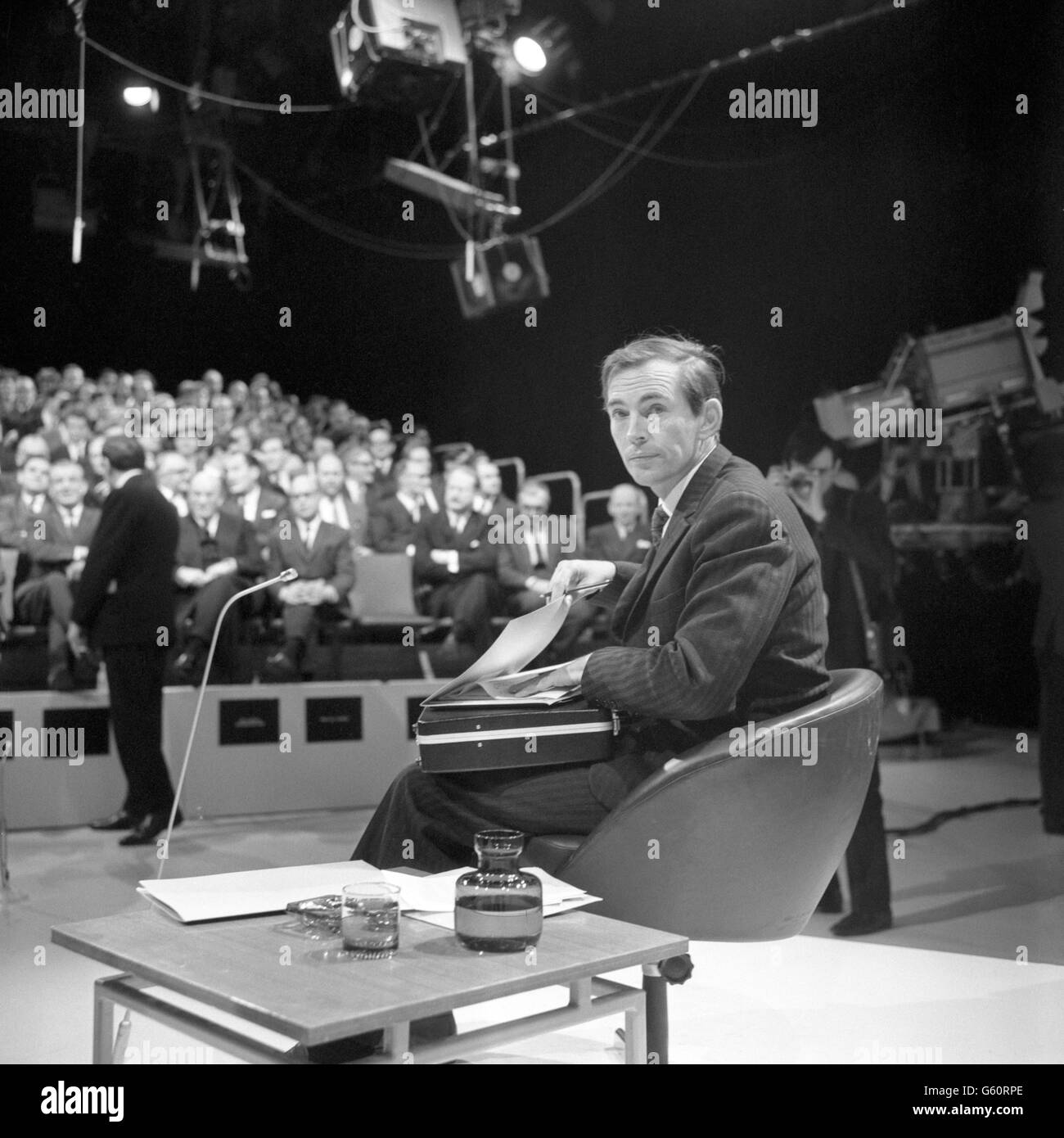 South African heart surgeon Dr Christian Barnard at the BBC Television Centre in White City for a recording of Tomorrow's World. Stock Photo