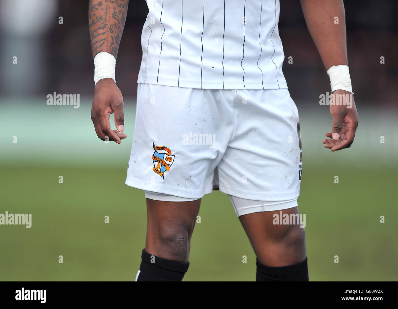A detail shot of the shorts of Port Vale's Jennison Myrie-Williams Stock Photo