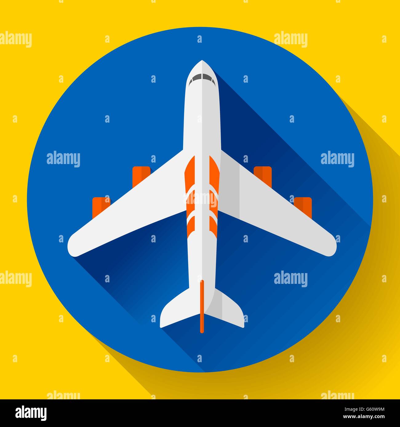 Airplane - vector icon illustration. Flat design style. Stock Vector