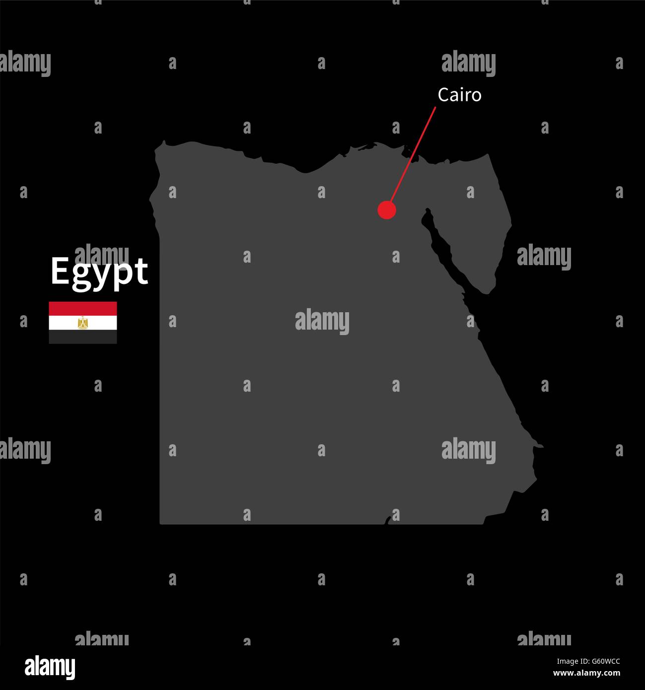 capital city of egypt map Detailed Map Of Egypt And Capital City Cairo With Flag On Black capital city of egypt map