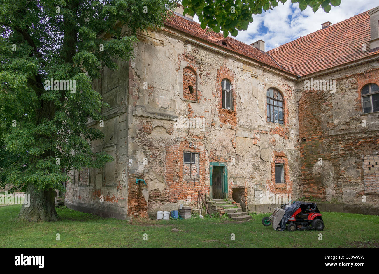 Abandoned manor Wierzbna Lower Silesia Poland Stock Photo